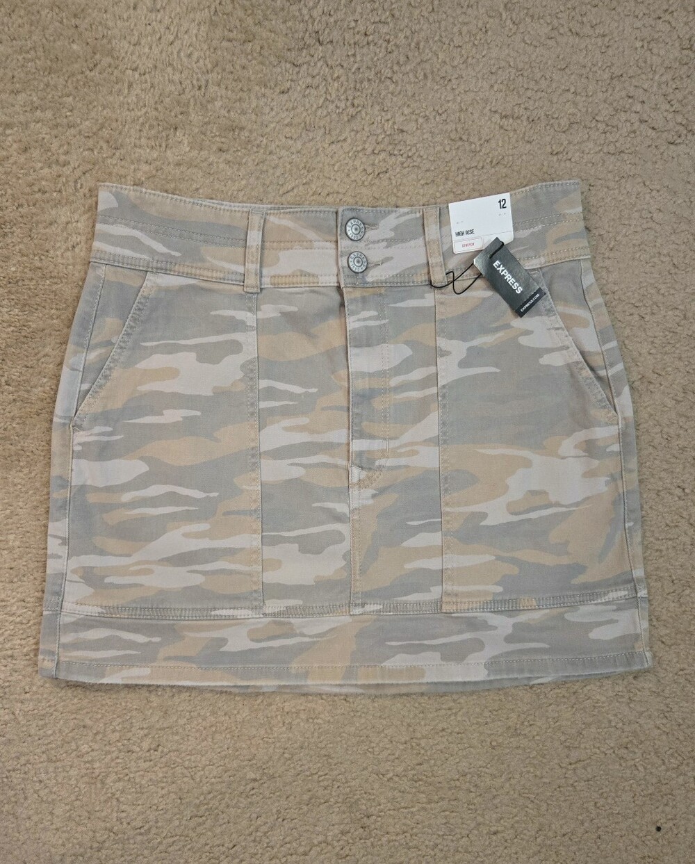 Express Women's Camo Mini Skirt in Neutral Tones Size 12